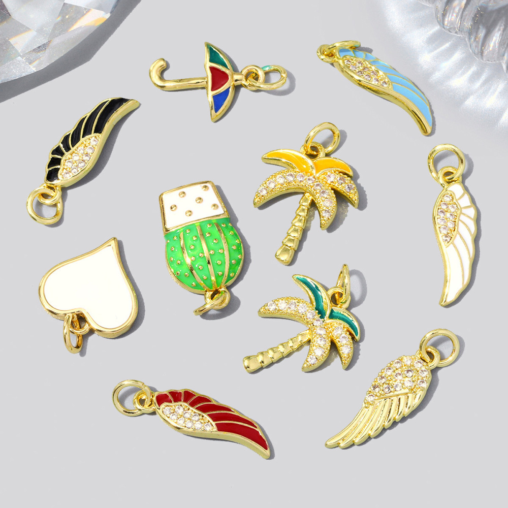 Pendentifs Pour Femmes, Collection Romantique, Forme Irrégulière, Motif Plante, Couleur Cuivre Et Or, Zircon. Image3