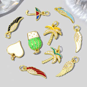 Pendentifs Pour Femmes, Collection Romantique, Forme Irrégulière, Motif Plante, Couleur Cuivre Et Or, Zircon. h5 Image3