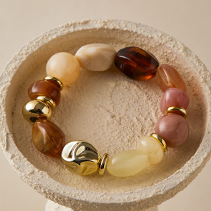 Bracelets De Perles En Résine Pour Femmes, Avec Perles De Forme Irrégulière h5 Image2