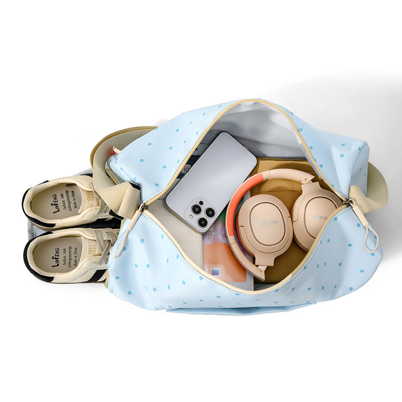 Sacs De Sport Et De Voyage Ronds Pour Femmes, En Polyester Imprimé À Pois Unis, Style Décontracté h5Image3