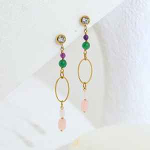 Boucles D'Oreilles Pendantes Pour Femmes, Modèle Daily Tassel, En Acier Inoxydable, Étanches, Couleur Or, De La Collection Simple Series. h5 Image4