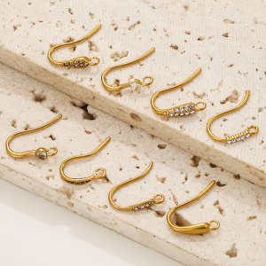 Boucles D'Oreilles En Acier Inoxydable Massif Doré Avec Strass h5 Image4