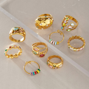 Bagues Pour Femmes En Acier Inoxydable Doré, Étanches, De Forme Irrégulière Et Ornées De Zircon, Collection Luxueuse. h5 Image4