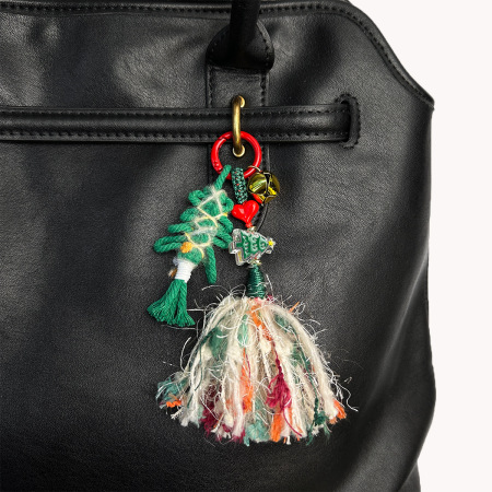 Collection Simple, décontractée, en forme de cœur, pompon de Noël, couleurs assorties, breloques pour sacs en corde tissée. 2