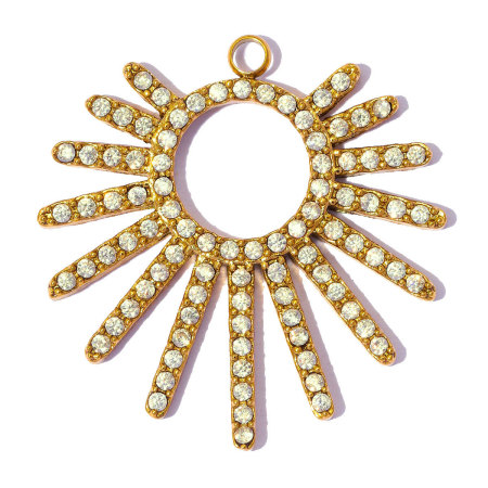 Pendentifs pour femmes en acier inoxydable, forme géométrique simple, couleur or, strass et pierre naturelle, étanches. 2