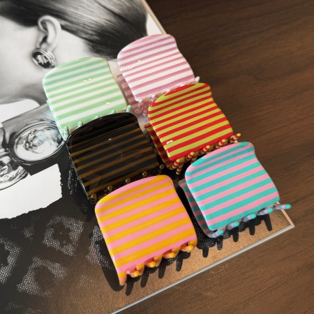 Pinces à cheveux en acétate de couleur mélangée Simple Series Daily Stripe