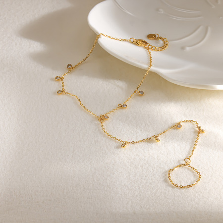Bracelet de cheville romantique Daily Chain en acier inoxydable étanche, forme géométrique, couleur or, zircon
