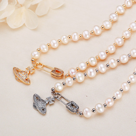 Collier de perles pour femme, collection Simple, bijoux haut de gamme, perles élégantes de forme elliptique, perles d'eau douce. 2
