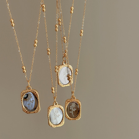 Colliers pendentifs pour femmes, collection Simple, forme rectangulaire et ellipse, en acier inoxydable étanche, couleur or