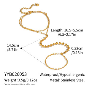 Chaîne De Main Pour Femme En Acier Inoxydable, Perles, Étanche, Couleur Or h5
