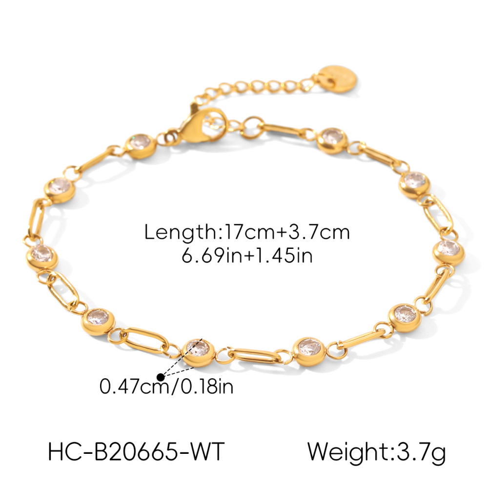 Bracelets À Maillons Pour Femmes En Acier Inoxydable Étanche, Couleur Or, Avec Zircon. Image2