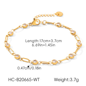 Bracelets À Maillons Pour Femmes En Acier Inoxydable Étanche, Couleur Or, Avec Zircon. h5 Image2