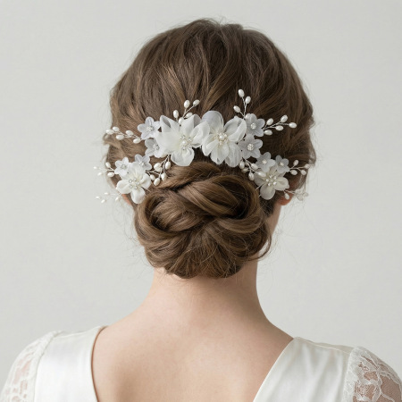 Collection luxueuse de coiffes de mariée élégantes en tissu uni à fleurs, strass et perles artificielles