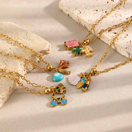 Colliers pendentifs pour femmes, collection romantique, motif floral quotidien, forme irrégulière, acier inoxydable, couleur or, étanches