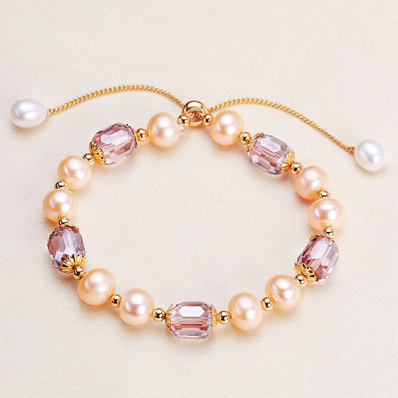 Bracelet De Perles Pour Femme, Collection Simple Series Daily Beads, Forme Géométrique, Perles D'Eau Douce Couleur Or h5Image2