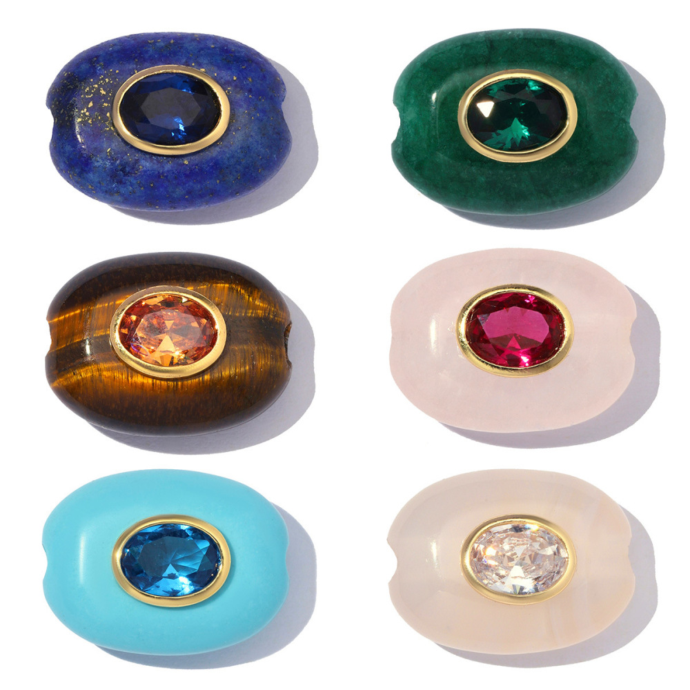 Pendentifs Pour Femmes En Pierres Naturelles, Forme Elliptique, À Faire Soi-Même, Collection Classique Image4