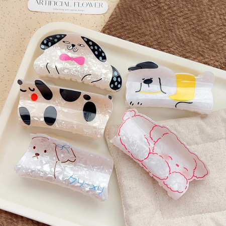 Série simple Animaux mignons de dessin animé Lignes de couleurs mélangées Cheveux acryliques Griffes