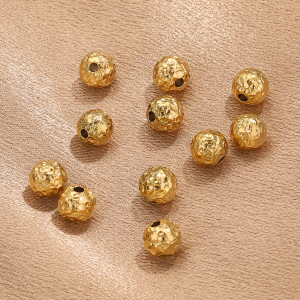 Perles D'Espacement Étanches En Acier Inoxydable À Motif Martelé, Couleur Or h5 Image3