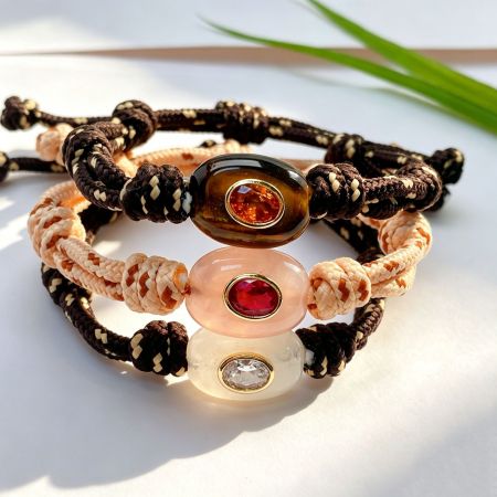 Bracelets à breloques pour femmes, collection ethnique, en pierre naturelle, forme elliptique, torsadée, zircon. 2