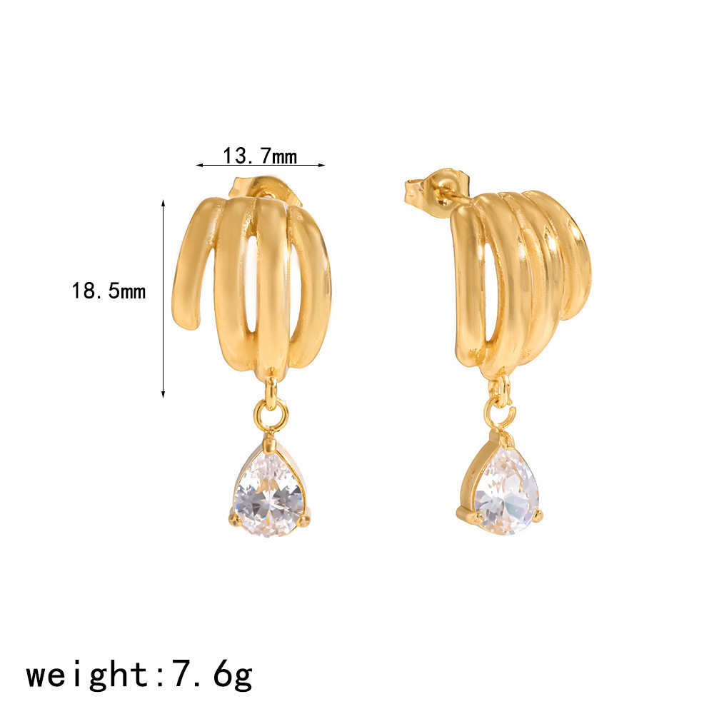 Boucles D'Oreilles Pendantes Élégantes Pour Femme, En Acier Inoxydable Doré, De Forme Géométrique. 