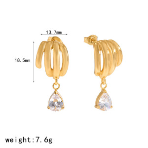 Boucles D'Oreilles Pendantes Élégantes Pour Femme, En Acier Inoxydable Doré, De Forme Géométrique. h5 