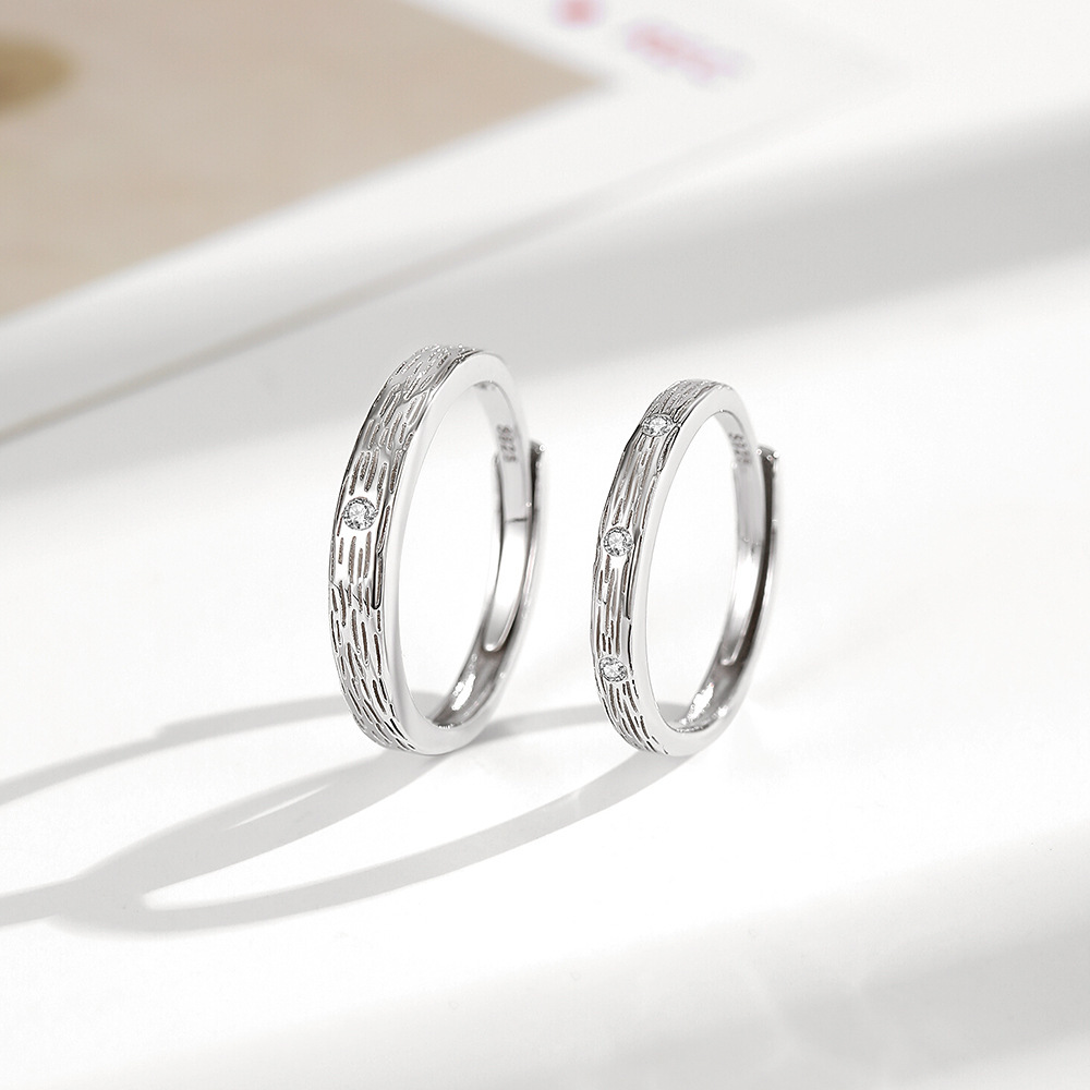 Bagues Pour Femmes En Argent Sterling 925 Plaqué Platine, Motif Marteau Classique, Collection Simple Image3