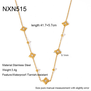 Colliers Pendentifs Romantiques Pour Femmes, En Acier Inoxydable Étanche, Couleur Or, Forme Géométrique Florale, Ornés De Strass, Pour Le Quotidien. h5