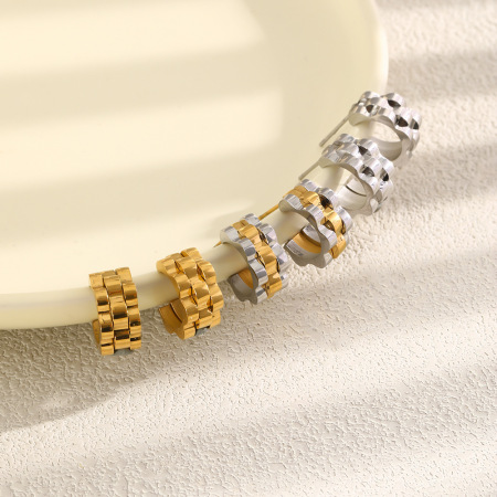 Boucles d'oreilles puces pour femmes, collection Simple, lignes décontractées et irrégulières, en acier inoxydable étanche, couleur or 2