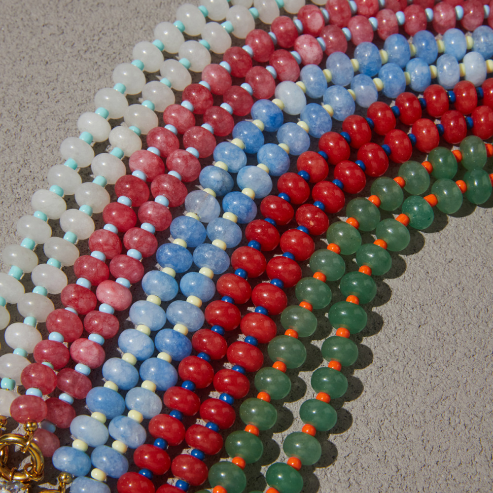 Colliers De Perles Romantiques Et Élégants En Forme De Cœur, Avec Pierres Naturelles Rectangulaires Et Zircon Couleur Or, Pour Femmes. Image3