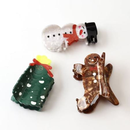 Pinces à cheveux unisexes en acétate, motif Noël mignon et coloré, série simple 2