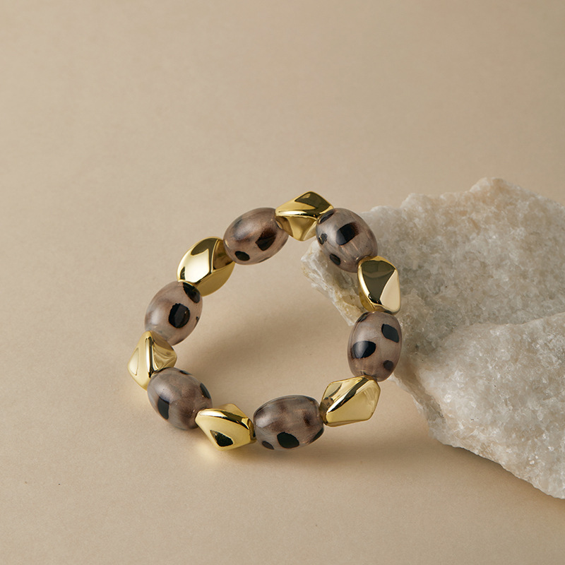 Bracelets En Résine À Perles Imprimé Léopard De Forme Irrégulière Rétro Pour Femmes h5Image2