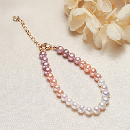 Bracelet de perles d'eau douce couleur or pour femme, collection Simple Series Daily Beads 2