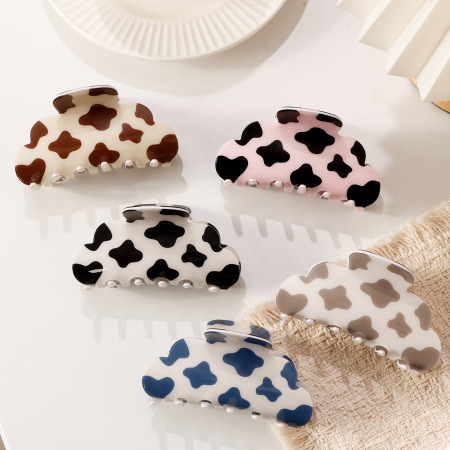 Griffes à cheveux en PVC à imprimé animalier, couleurs mélangées, de la série Simple