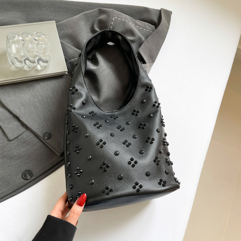 Sacs À Main Seau Pour Femmes, Style Décontracté, Couleur Unie, Rivets, En Pu De Qualité Supérieure 