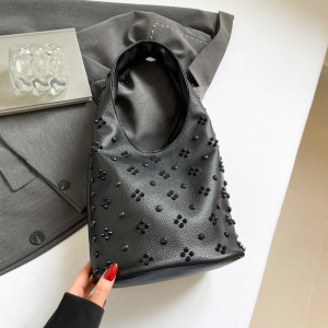 Sacs À Main Seau Pour Femmes, Style Décontracté, Couleur Unie, Rivets, En Pu De Qualité Supérieure h5 