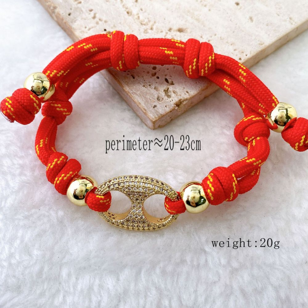 Bracelets Tressés Pour Femmes En Corde De Cuivre Avec Strass Et Forme Géométrique 