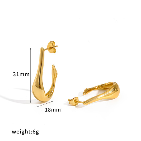 Boucles d'oreilles puces en acier inoxydable étanche, forme en U, couleur or