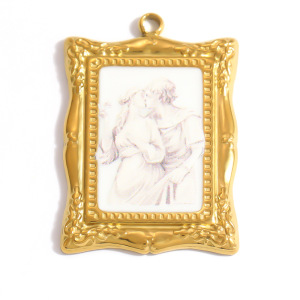 Pendentifs Pour Femmes En Acier Inoxydable Étanche, Forme Cœur, Rectangle Ou Ellipse, Collection Romantique À Faire Soi-Même h5 Image2