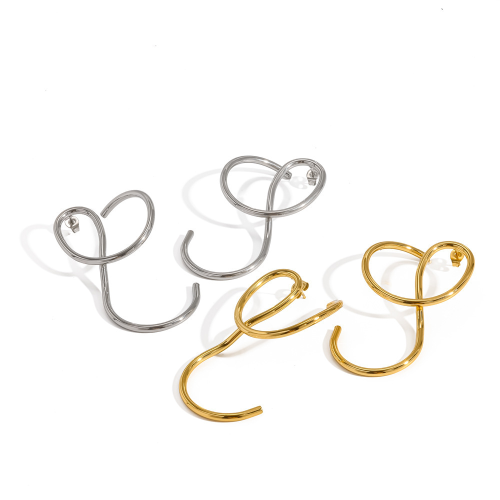 Boucles D'Oreilles Puces Pour Femmes, En Acier Inoxydable, Étanches, Couleur Or, Forme Linéaire Image4