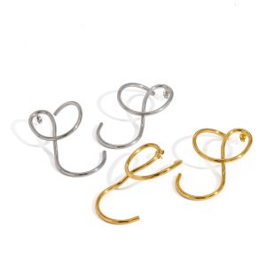 Boucles D'Oreilles Puces Pour Femmes, En Acier Inoxydable, Étanches, Couleur Or, Forme Linéaire h5 Image4