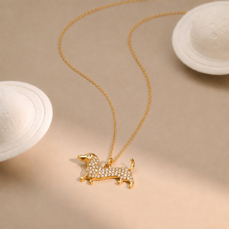 Collier pendentif teckel en acier inoxydable étanche de la série Simple 2