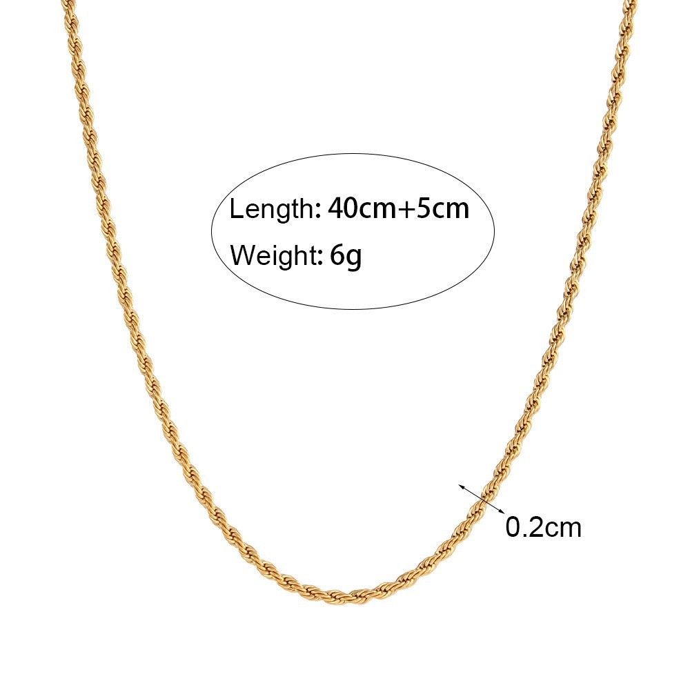 Collier Chaîne Simple Series Daily Twist En Acier Inoxydable Étanche Couleur Or Pour Femme 