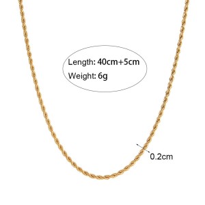 Collier Chaîne Simple Series Daily Twist En Acier Inoxydable Étanche Couleur Or Pour Femme h5 