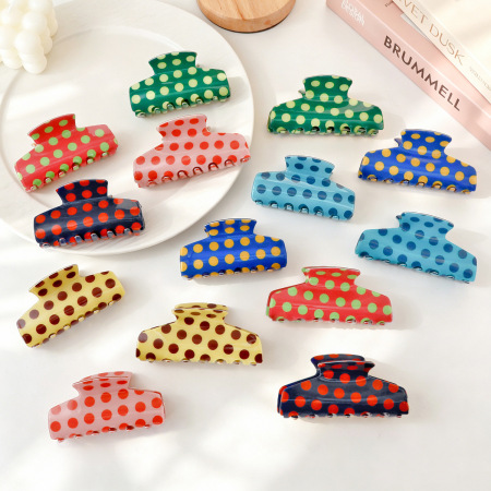 Pinces à cheveux en PVC à pois multicolores de la série Simple Daily