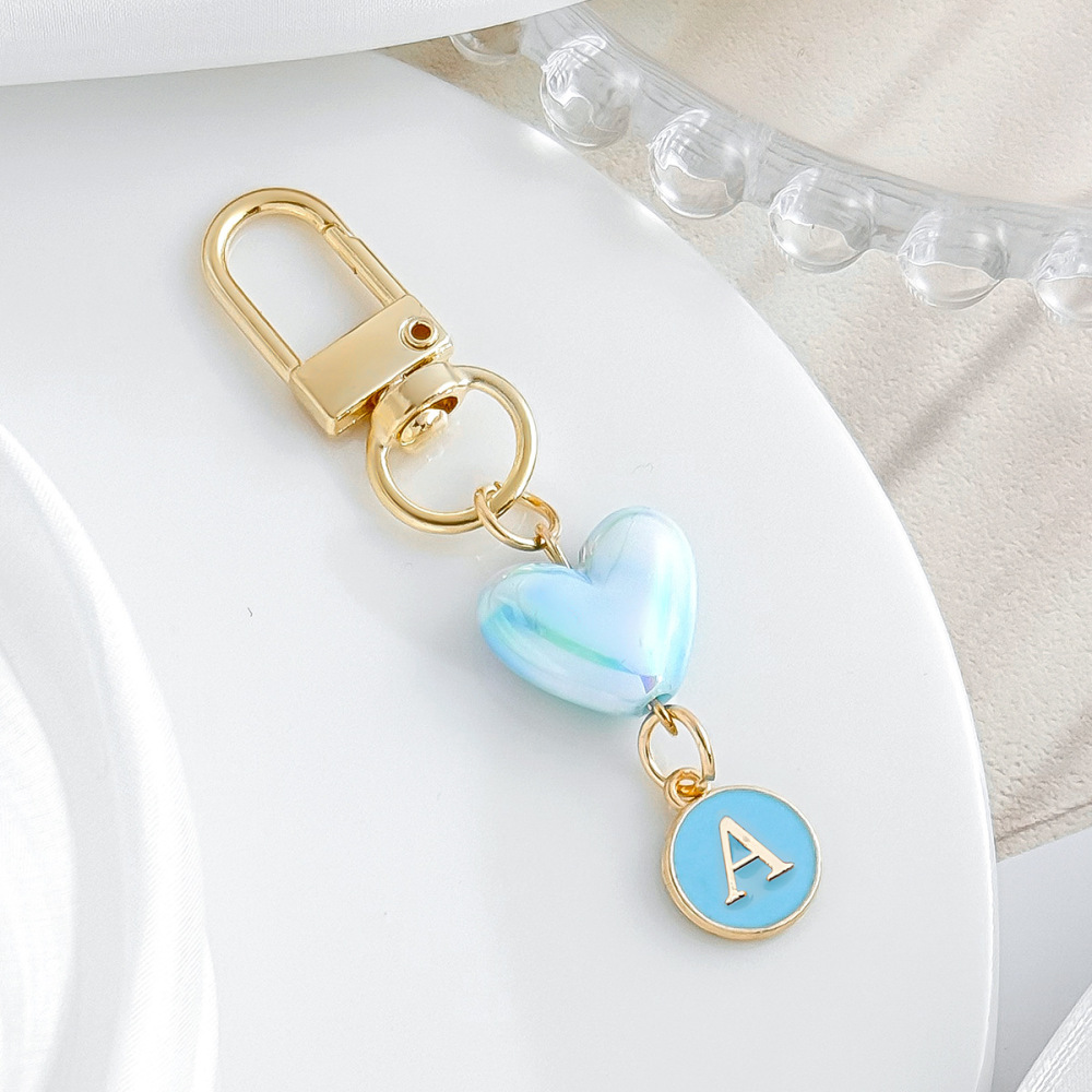 Porte-Clés Romantique En Alliage À Dégradé De Couleurs, Lettre Simple En Forme De Cœur Et Lettre Simple. Série Romantique. Porte-Clés Simple En Forme De Cœur Avec Lettre Simple Et Dégradé De Couleurs. Série Romantique. Porte-Clés En Alliage À Dégradé De C h5Image2