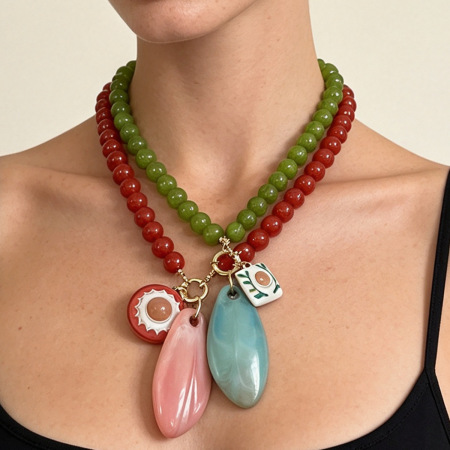 Colliers de perles en résine pour femmes, collection Simple Series Sweet Irregular Shape Beads