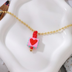 Colliers De Perles Rectangulaires En Résine Pour Femmes, Collection Romantique « Sweet Heart Beads » h5 Image3