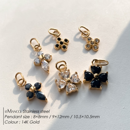 Pendentif femme en acier inoxydable doré, étanche, orné d'un zircon, collection rétro trèfle de luxe 2