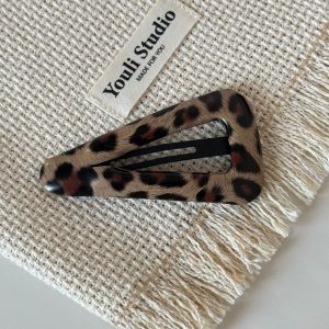Pinces À Cheveux En Pu Imprimé Léopard Uni Couleur Rétro De La Série Simple h5 