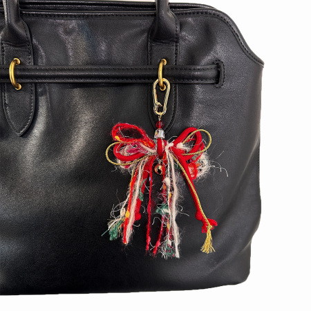 Breloques de sac en corde tressée de couleur assortie, nœud papillon décontracté, série simple, Noël 2
